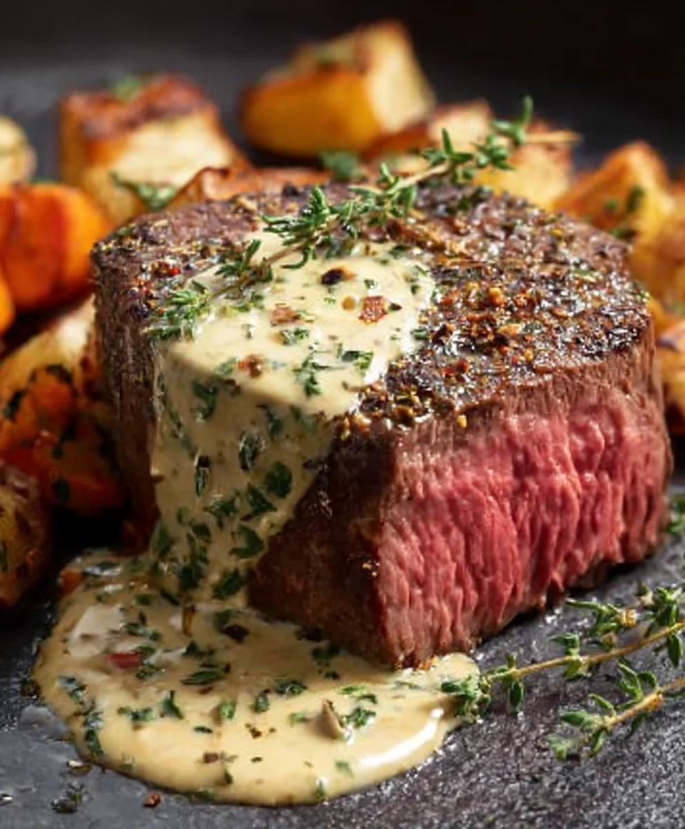 Rinderfilet mit Knoblauch-Dijon-Sahnesauce