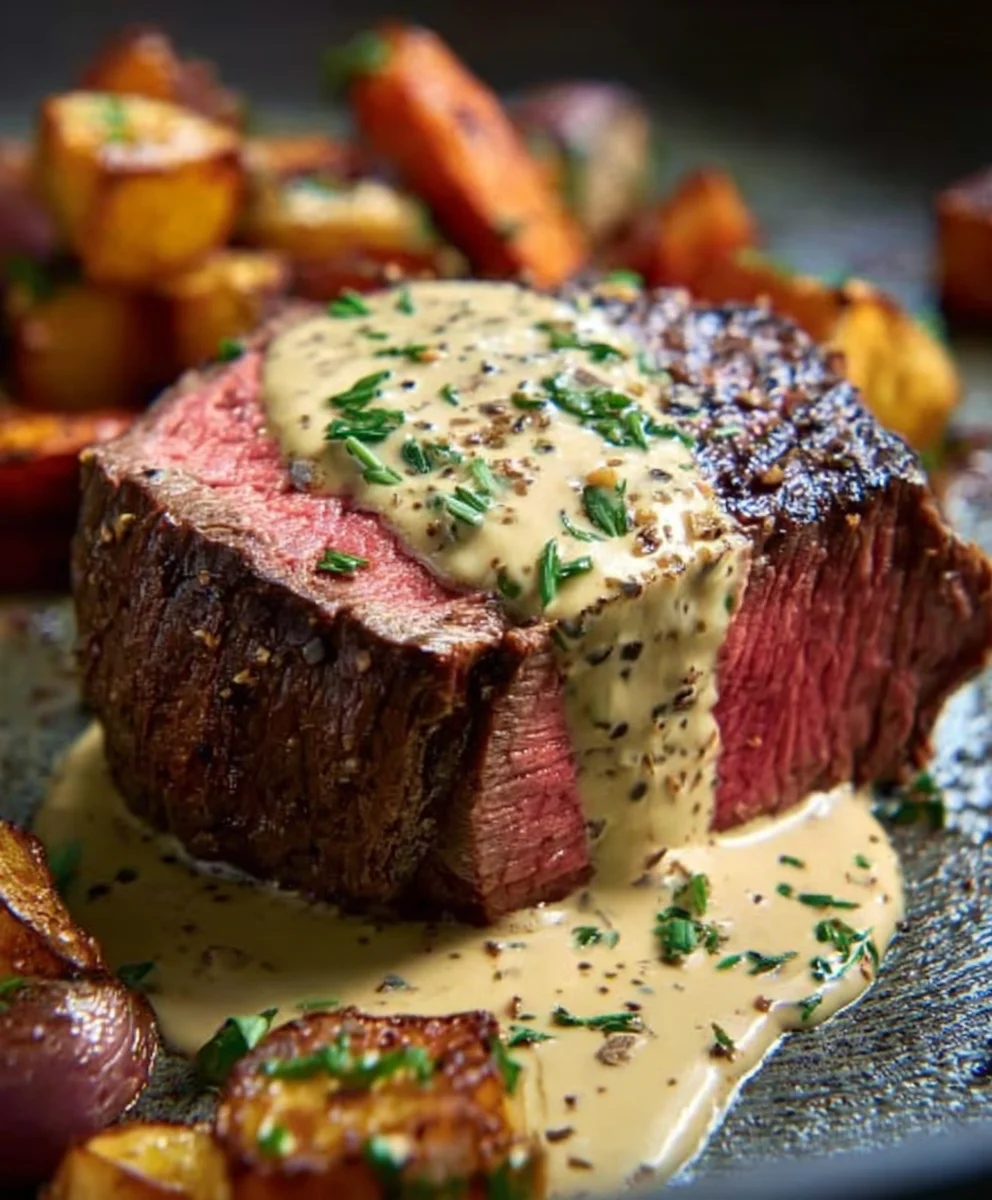 Rinderfilet mit Knoblauch-Dijon-Sahnesauce