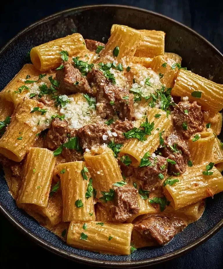 Parmesan Rindfleisch Rigatoni: Cremig & Lecker