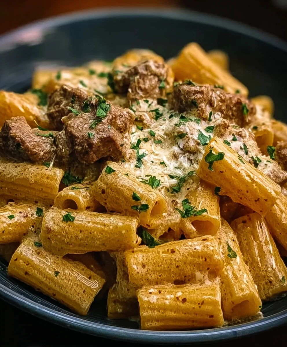 Parmesan Rindfleisch Rigatoni: Cremig & Lecker