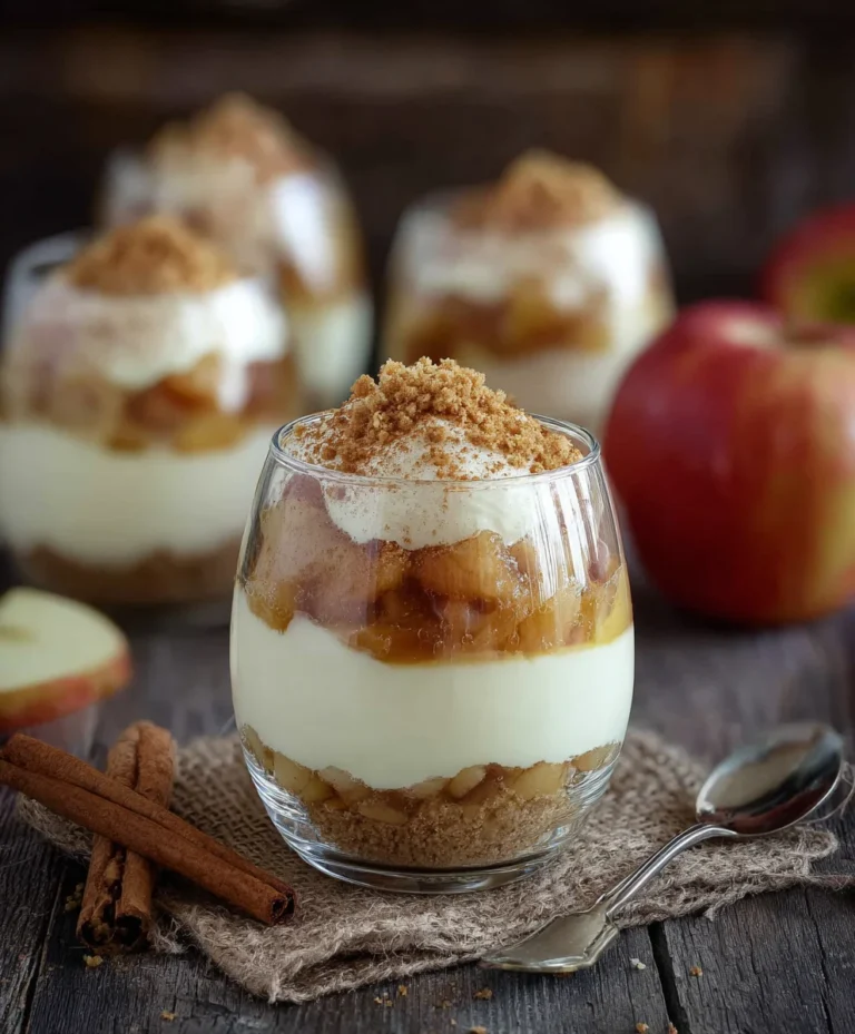 Apfel-Crum extractble im Glas: Schnelles Schichtdessert mit Frischkäse