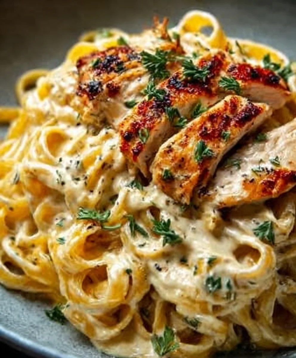 Schnelle Hähnchen-Alfredo-Nudeln: Cremig & Lecker